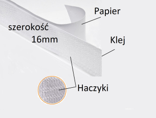 Rzep Biały Haczyk 16 mm 25 m